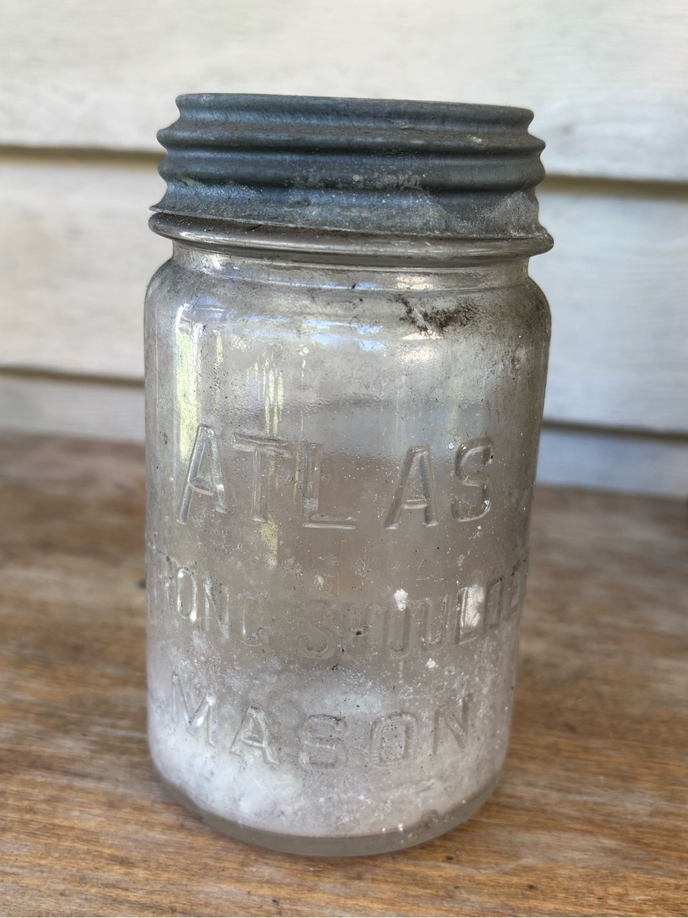 Atlas Mason Glass Jar - Clear with Weathered Metal Lid